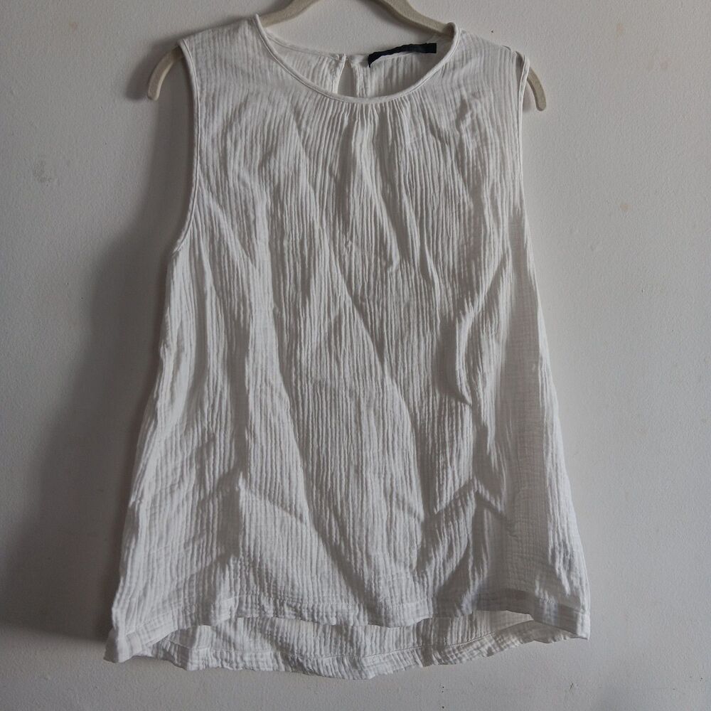 Jenni Kayne Cypress Gauzy Tank Top Ivory M‎ Minimalist Dainty Summer Beach